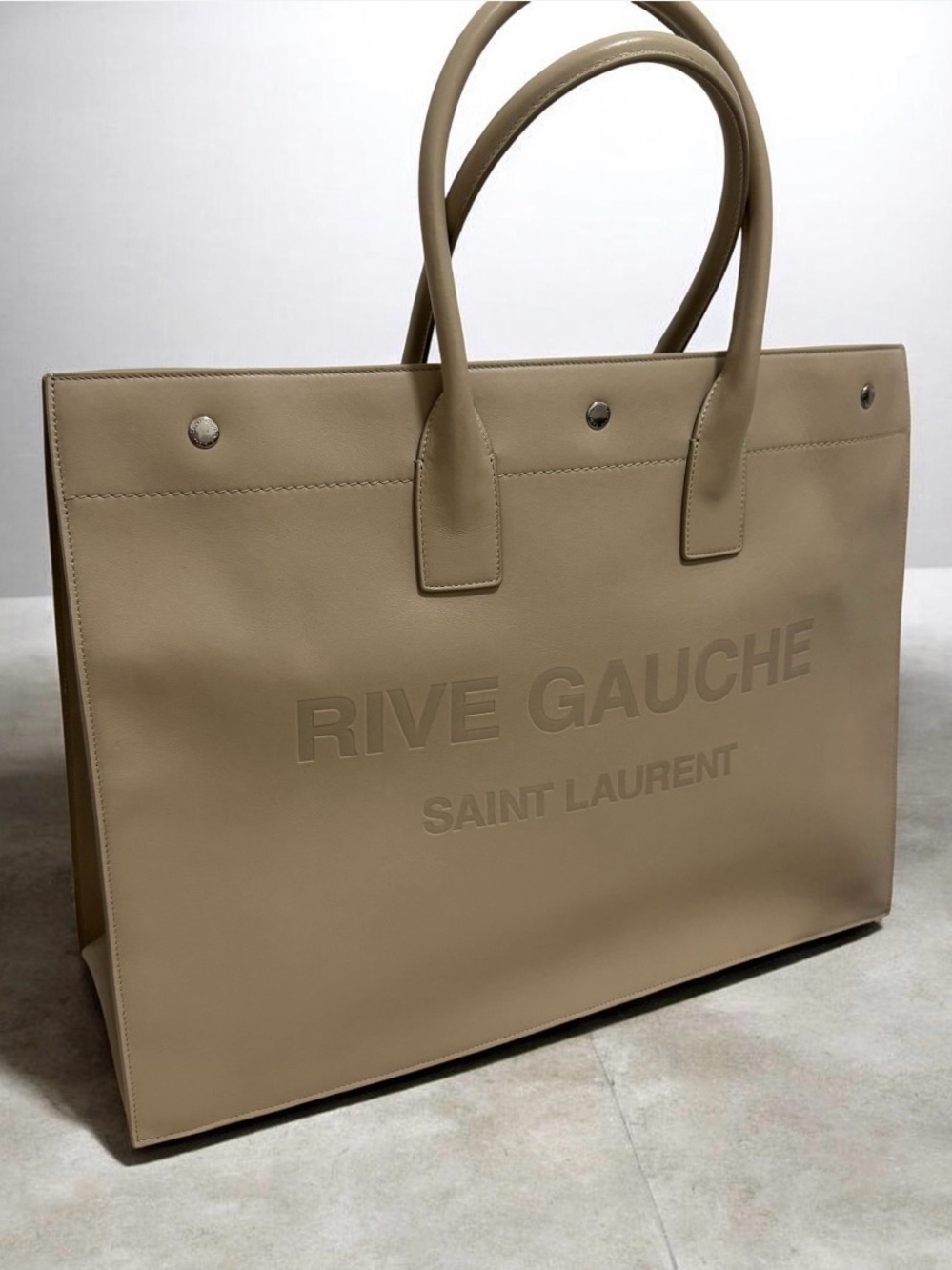 Saint Laurent Rive Gauche Tan Leather Tote Bag